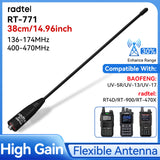 Radtel RT-771 38cm/14.96 Inch Dual Band Antenna 136-174/400-470MHz for Radtel RT-4D RT-900 RT-470X BAOFENG UV-5R/UV-13/UV-17