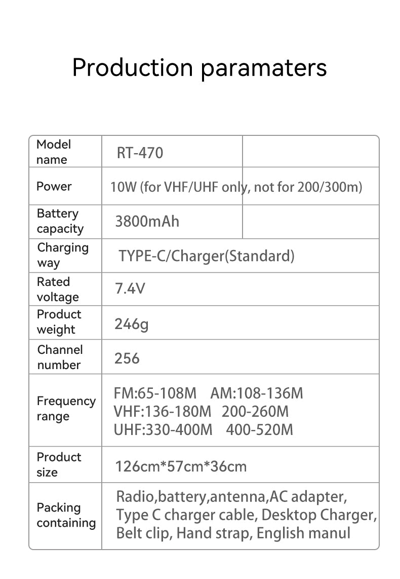 RT-470 6 Bands Amateur Ham Twee Manier Radio Station RT-470 6 Bands Amateur Ham Twee Manier Radio Station