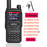 Radtel RT-470 6 Bands Amateur Ham Two Way Radio Station 256CH 10W Air Band Walkie Talkie NOAA LCD Color Police Scanner Aviation