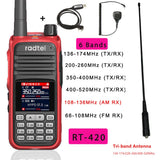 Radtel RT-420 6 Bands Amateur Ham Two Way Radio 256CH Air Band Walkie Talkie NOAA VOX USB SOS LCD Color Police Scanner Aviation