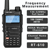 Radtel RT-610 136-520Mhz 108-136Mhz AM Rx Full Band Walkie Talkie Ham Two-way Radio Stations Long Range Amateur Radio VOX NOAA