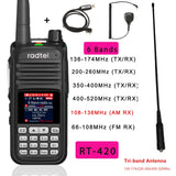 Radtel RT-420 6 Bands Amateur Ham Two Way Radio 256CH Air Band Walkie Talkie NOAA VOX USB SOS LCD Color Police Scanner Aviation