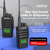 Radtel RT-493 10w IP67 GMRS Waterproof UHF 400-470Mhz Business Two Way Radio 199Ch Fast Copy Frequency Walkie Talkie usb-c