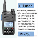 Radtel RT-750 Full Band Ham HT Radio 136-620Mhz Air frequency Receive Am FM Handheld Two-Way Radio Station UHF VHF Walkie Talkie