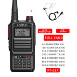 Radtel RT-68P Waterproof 8w Full Band 136-630Mhz Ham Amateur 2 Way Radio 199CH Walkie Talkie AM Air Aviation Band UHF Satcom