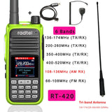 Radtel RT-420 6 Bands Amateur Ham Two Way Radio 256CH Air Band Walkie Talkie NOAA VOX USB SOS LCD Color Police Scanner Aviation