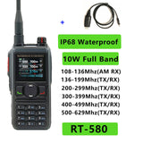 Radtel RT-580 (None GPS) Amateur Ham Two Way Radio 256CH Air Band Walkie Talkie  Tri Display USB-C Police Scanner Aviation