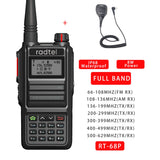 Radtel RT-68P Waterproof 8w Full Band 136-630Mhz Ham Amateur 2 Way Radio 199CH Walkie Talkie AM Air Aviation Band UHF Satcom