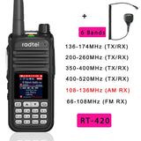 Radtel RT-420 6 Bands Amateur Ham Two Way Radio 256CH Air Band Walkie Talkie NOAA VOX USB SOS LCD Color Police Scanner Aviation