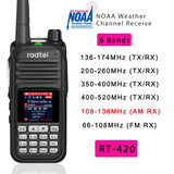 Radtel RT-420 6 Bands Amateur Ham Two Way Radio 256CH Air Band Walkie Talkie NOAA VOX USB SOS LCD Color Police Scanner Aviation