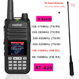 Radtel RT-420 6 Bands Amateur Ham Two Way Radio 256CH Air Band Walkie Talkie NOAA VOX USB SOS LCD Color Police Scanner Aviation