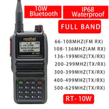 Radtel RT-10W Bluetooth Waterproof  Ham Radio, Amateur 2 Way Radio, 199CH Walkie Talkie, AM Air Aviation Band, 10W, 136-630MHz