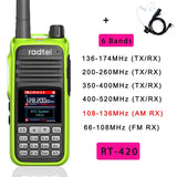 Radtel RT-420 6 Bands Amateur Ham Two Way Radio 256CH Air Band Walkie Talkie NOAA VOX USB SOS LCD Color Police Scanner Aviation