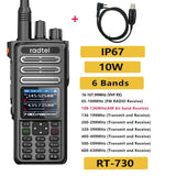 Radtel RT-730 IP67 Waterproof 10w Air Band Walkie Talkie Full Band Amateur Ham 199CH  HT USB-C Battery NOAA FM AM UHF VHF Satcom