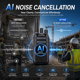 Radtel RT-A1 FRS Analog & Digital Two Way Radio with AI Noise Reduction Dual Noise Cancelling Walkie Talkie Voice Recording & Playback Long-Lasting Battery for Construction Site Bar Airport