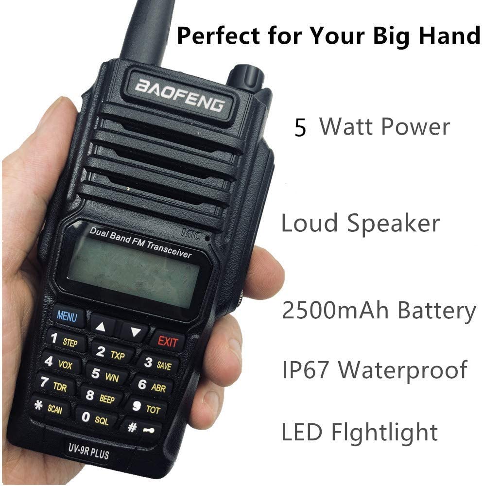 x Baofeng UV-9R Plus 8W Ham Radio Handheld Dustproof & Waterproof IP67 Dual  Band Two Way Radio Walkie Talkie with 2Pack Battery,771 Antenna and