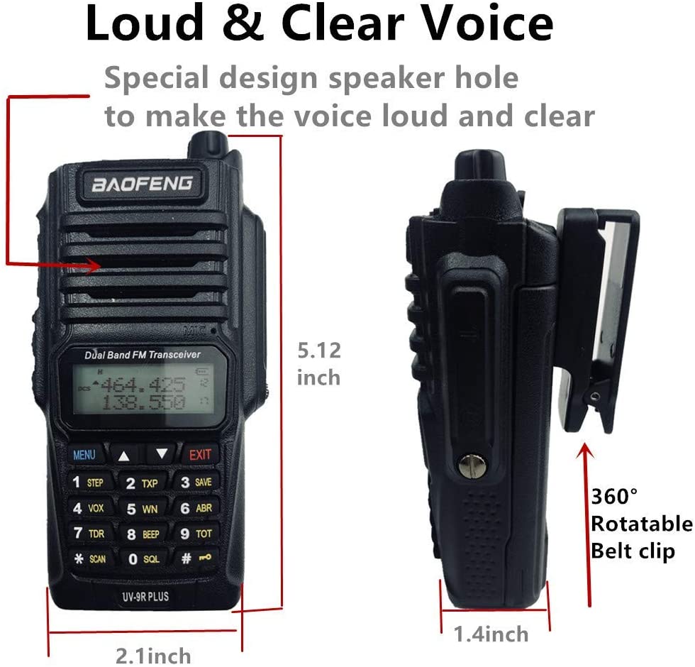 BFTECH UV-9R+ Handheld Walkie Talkie 8W UHF VHF UV Dual Band IP67  Waterproof Two Way Radio - Baofeng Radios 