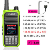 Radtel RT-420 6 Bands Amateur Ham Two Way Radio 256CH Air Band Walkie Talkie NOAA VOX USB SOS LCD Color Police Scanner Aviation