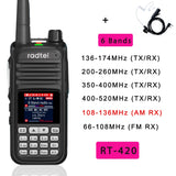 Radtel RT-420 6 Bands Amateur Ham Two Way Radio 256CH Air Band Walkie Talkie NOAA VOX USB SOS LCD Color Police Scanner Aviation