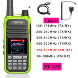 Radtel RT-420 6 Bands Amateur Ham Two Way Radio 256CH Air Band Walkie Talkie NOAA VOX USB SOS LCD Color Police Scanner Aviation