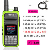 Radtel RT-420 6 Bands Amateur Ham Two Way Radio 256CH Air Band Walkie Talkie NOAA VOX USB SOS LCD Color Police Scanner Aviation