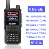 Radtel RT-470L 5W 6 Bands Amateur Ham Two Way Radio Station 256CH  Air Band Walkie Talkie NOAA LCD Color Police Scanner Aviation