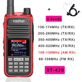 Radtel RT-420 6 Bands Amateur Ham Two Way Radio 256CH Air Band Walkie Talkie NOAA VOX USB SOS LCD Color Police Scanner Aviation