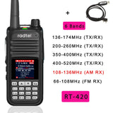 Radtel RT-420 6 Bands Amateur Ham Two Way Radio 256CH Air Band Walkie Talkie NOAA VOX USB SOS LCD Color Police Scanner Aviation