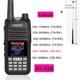 Radtel RT-420 6 Bands Amateur Ham Two Way Radio 256CH Air Band Walkie Talkie NOAA VOX USB SOS LCD Color Police Scanner Aviation