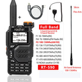 Radtel RT-590 Air Band Walkie Talkie Amateur Ham Radio Station UHF VHF 200CH Full Band HT with NOAA Channel AM Satcom Two Way Radio