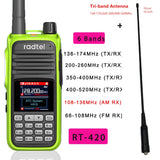 Radtel RT-420 6 Bands Amateur Ham Two Way Radio 256CH Air Band Walkie Talkie NOAA VOX USB SOS LCD Color Police Scanner Aviation