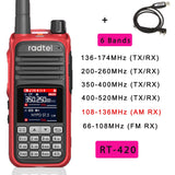 Radtel RT-420 6 Bands Amateur Ham Two Way Radio 256CH Air Band Walkie Talkie NOAA VOX USB SOS LCD Color Police Scanner Aviation