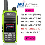 Radtel RT-420 6 Bands Amateur Ham Two Way Radio 256CH Air Band Walkie Talkie NOAA VOX USB SOS LCD Color Police Scanner Aviation