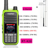 Radtel RT-420 6 Bands Amateur Ham Two Way Radio 256CH Air Band Walkie Talkie NOAA VOX USB SOS LCD Color Police Scanner Aviation