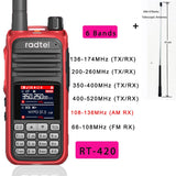 Radtel RT-420 6 Bands Amateur Ham Two Way Radio 256CH Air Band Walkie Talkie NOAA VOX USB SOS LCD Color Police Scanner Aviation