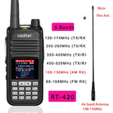 Radtel RT-420 6 Bands Amateur Ham Two Way Radio 256CH Air Band Walkie Talkie NOAA VOX USB SOS LCD Color Police Scanner Aviation