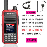 Radtel RT-420 6 Bands Amateur Ham Two Way Radio 256CH Air Band Walkie Talkie NOAA VOX USB SOS LCD Color Police Scanner Aviation