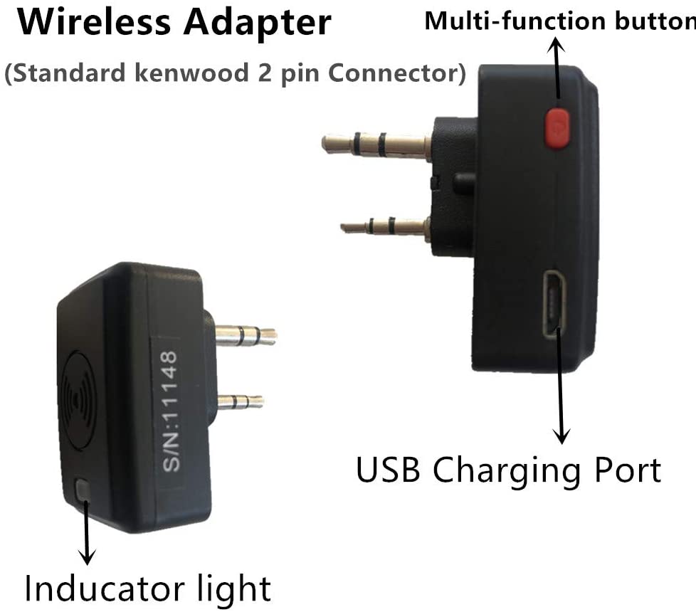 walkie-talkie con bluetooth, auricular ptt, adaptador de auriculares para  micrófono kenwood para baofeng uv-5r uv-82