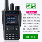 Radtel RT-490 GPS 6 Bands Amateur Ham Two Way Radio 512CH Air Band Walkie Talkie  VOX DTMF SOS LCD Color Police Scanner Aviation