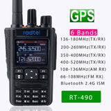 Radtel RT-490 GPS 6 Bands Amateur Ham Two Way Radio 512CH Air Band Walkie Talkie  VOX DTMF SOS LCD Color Police Scanner Aviation