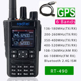 Radtel RT-490 GPS 6 Bands Amateur Ham Two Way Radio 512CH Air Band Walkie Talkie  VOX DTMF SOS LCD Color Police Scanner Aviation