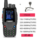 Radtel RT-4B 5 Bands Amateur Two Way Radio 200CH Ham Walkie Talkie VOX DTMF 2 Tone 5 Tone SOS  Color LCD Police Scanner FM radio