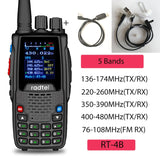 Radtel RT-4B 5 Bands Amateur Two Way Radio 200CH Ham Walkie Talkie VOX DTMF 2 Tone 5 Tone SOS  Color LCD Police Scanner FM radio