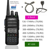 Radtel RT-830 Noaa 6 Bands Amateur Ham Two Way Radio 128CH Air Band Walkie Talkie VOX  LCD Color Police Scanner Aviation Marine