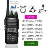Radtel RT-830 Noaa 6 Bands Amateur Ham Two Way Radio 128CH Air Band Walkie Talkie VOX  LCD Color Police Scanner Aviation Marine